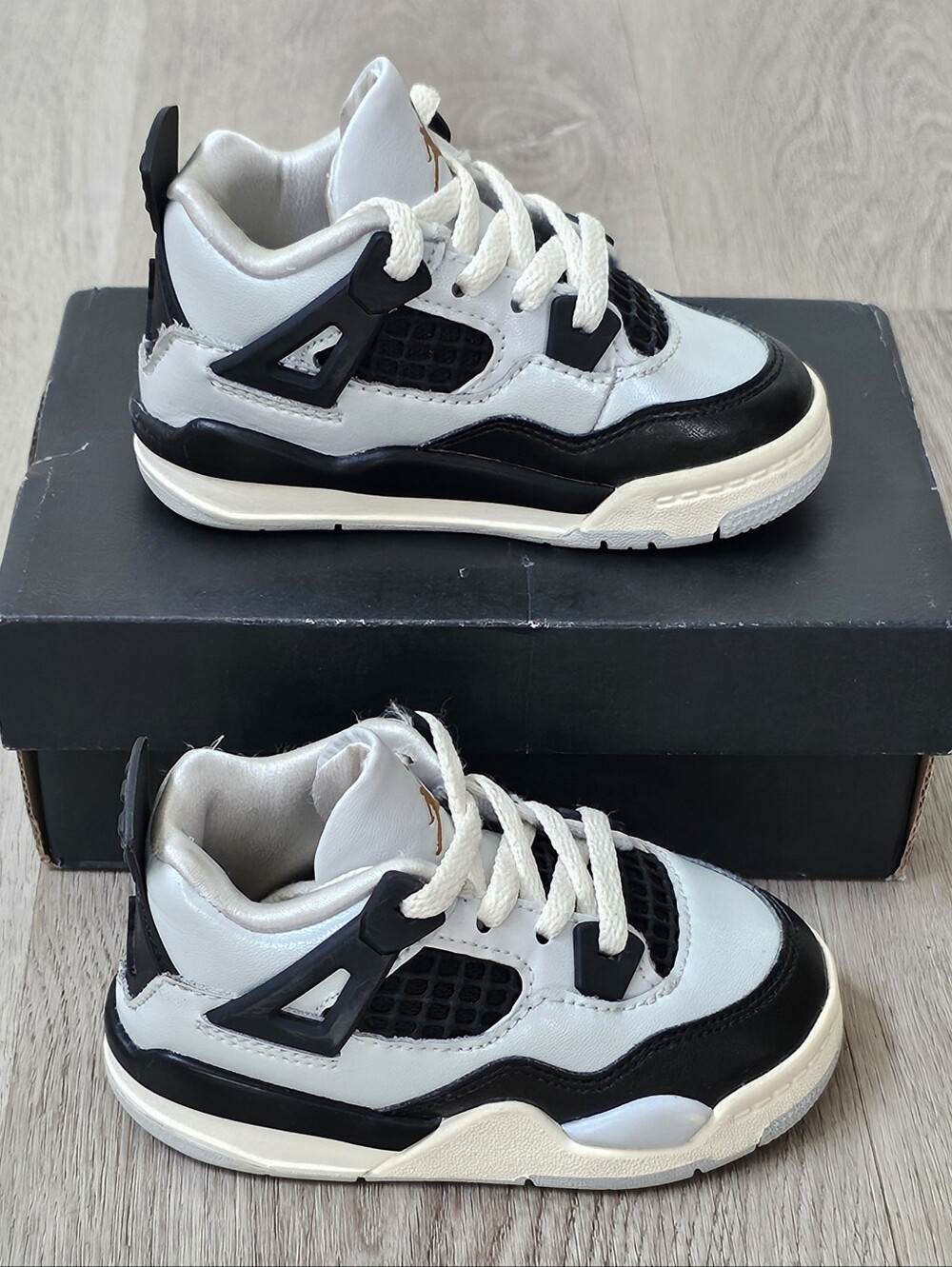 Nike Air Jordan 4 Retro TD Pure Platinum Metallic Gold Toddler Size 6C With Box